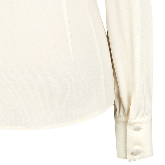 Ruffled Long Sleeve Ivory Blouse - Picture 11 of 12